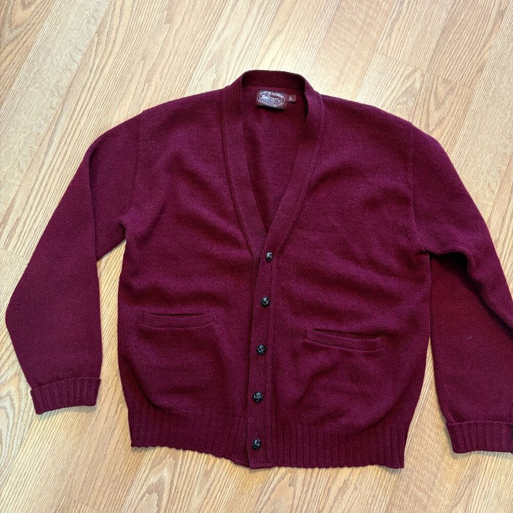 Vintage 1980's Winter Harbor Fine Knitwear Men's Size Large Sweater Maroon USA